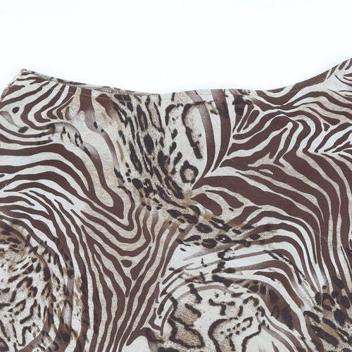 Per Una Womens Brown Animal Print Polyester A-Line Skirt Size 16 - Elasticated waist