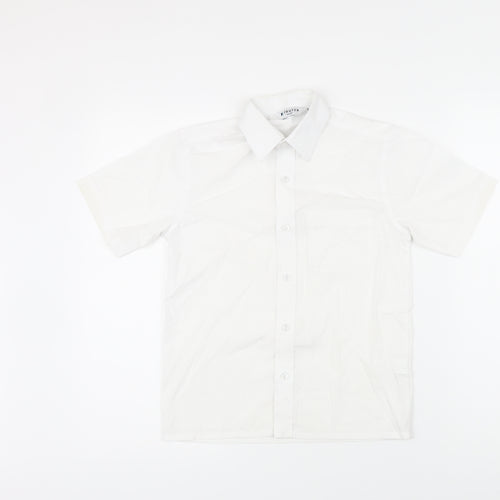 Trutex Girls White Polyester Basic Blouse Size M Collared Button