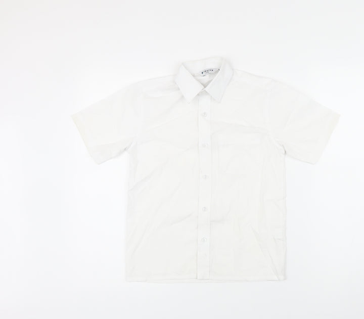 Trutex Girls White Polyester Basic Blouse Size M Collared Button
