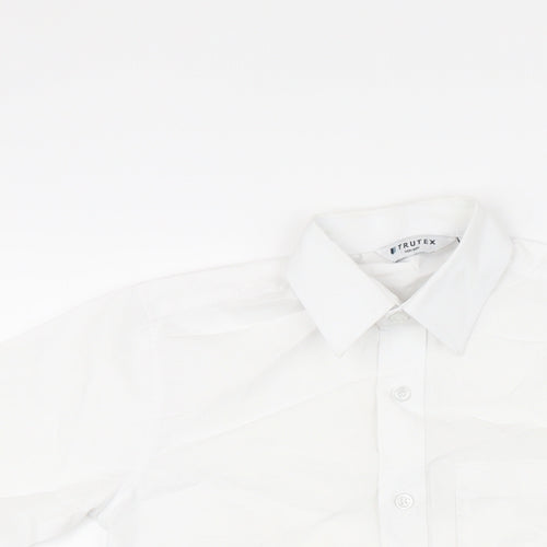 Trutex Girls White Polyester Basic Blouse Size M Collared Button