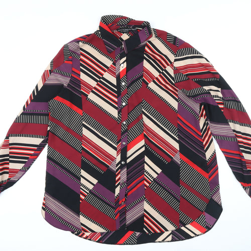 Dorothy Perkins Womens Multicoloured Geometric Polyester Blend Basic Blouse Size 18 Collared