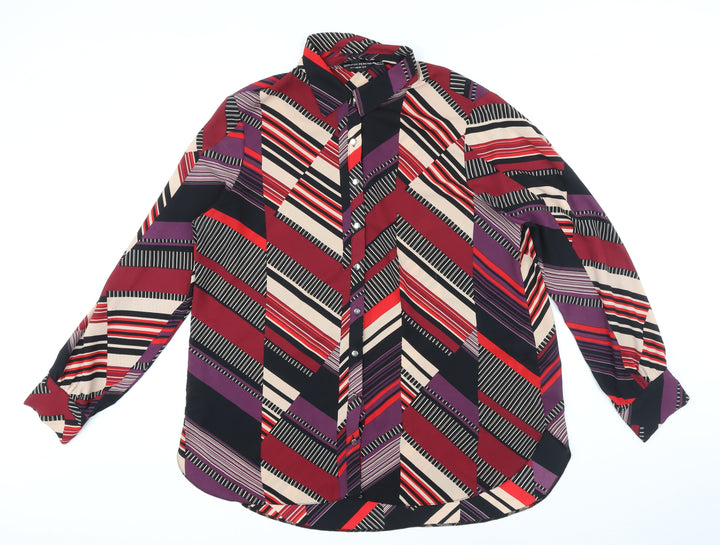 Dorothy Perkins Womens Multicoloured Geometric Polyester Blend Basic Blouse Size 18 Collared