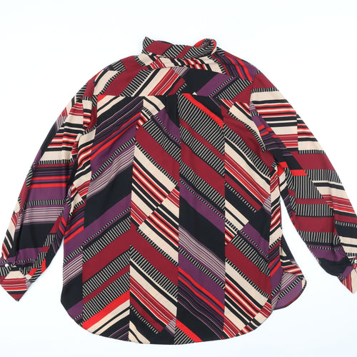 Dorothy Perkins Womens Multicoloured Geometric Polyester Blend Basic Blouse Size 18 Collared