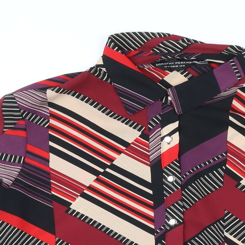 Dorothy Perkins Womens Multicoloured Geometric Polyester Blend Basic Blouse Size 18 Collared