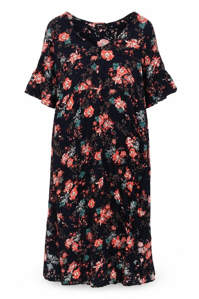 Castaluna Womens Multicoloured Floral Viscose Maxi Size 20 V-Neck - Cold Shoulder