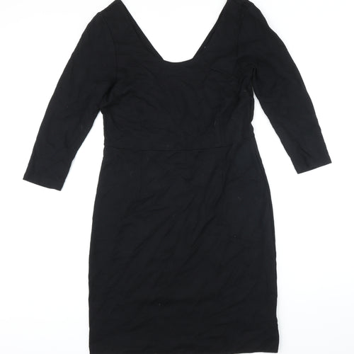 Sandwich Womens Black Rayon Shift Size L Scoop Neck Zip