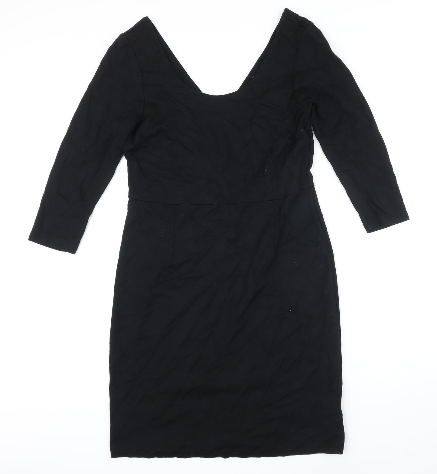 Sandwich Womens Black Rayon Shift Size L Scoop Neck Zip