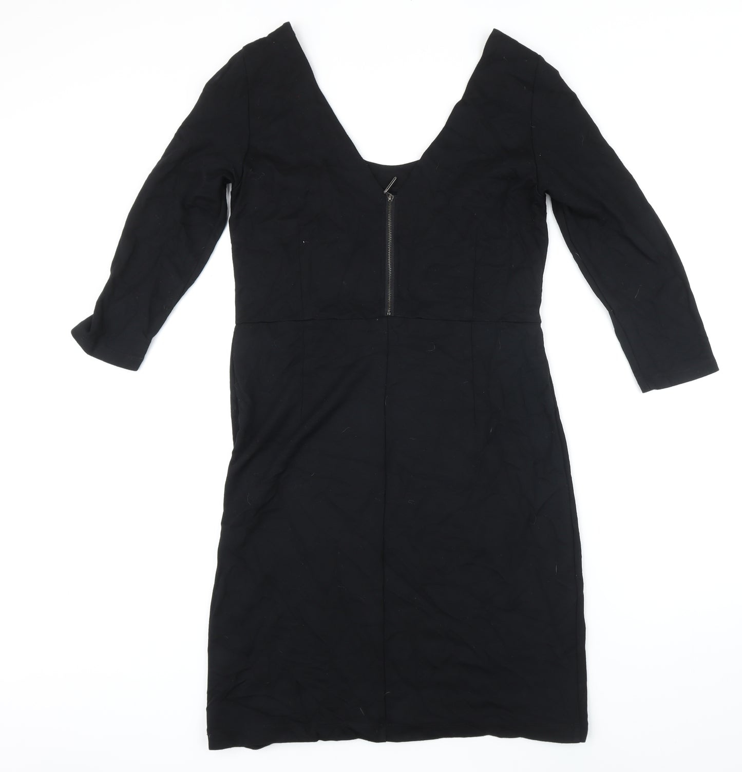 Sandwich Womens Black Rayon Shift Size L Scoop Neck Zip