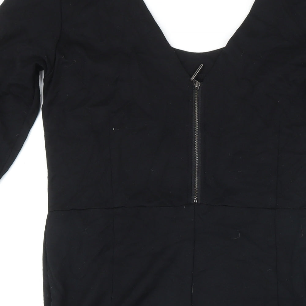 Sandwich Womens Black Rayon Shift Size L Scoop Neck Zip