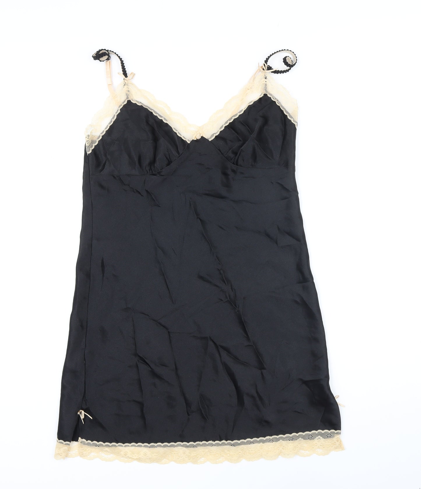 NEXT Womens Black Solid Polyester Chemise Nightshirt Size 14