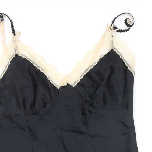 NEXT Womens Black Solid Polyester Chemise Nightshirt Size 14