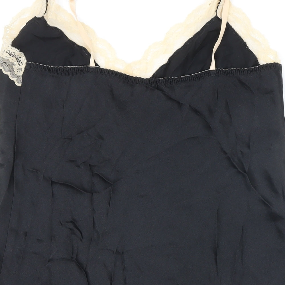 NEXT Womens Black Solid Polyester Chemise Nightshirt Size 14