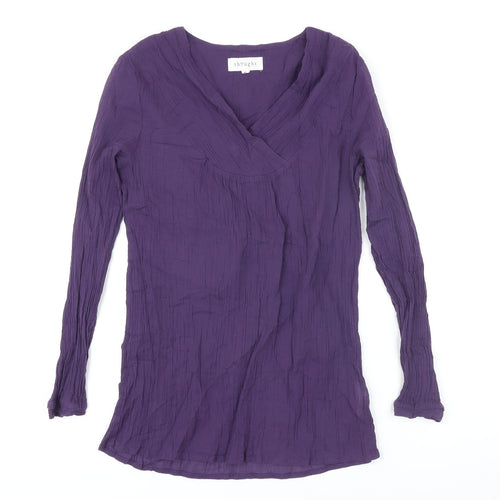 Thought Womens Purple 100% Cotton Tunic Blouse Size 10 V-Neck