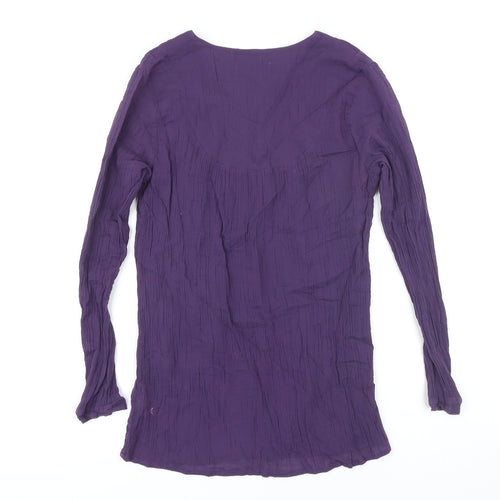 Thought Womens Purple 100% Cotton Tunic Blouse Size 10 V-Neck