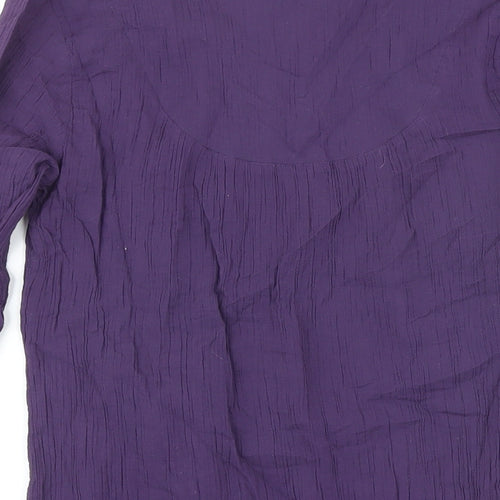Thought Womens Purple 100% Cotton Tunic Blouse Size 10 V-Neck