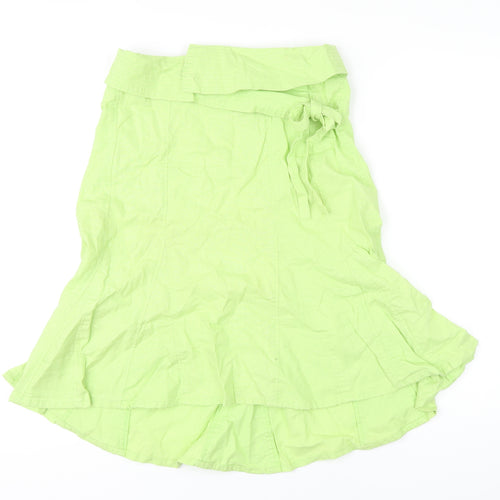 Lime Womens Green Linen A-Line Skirt Size 10 Zip