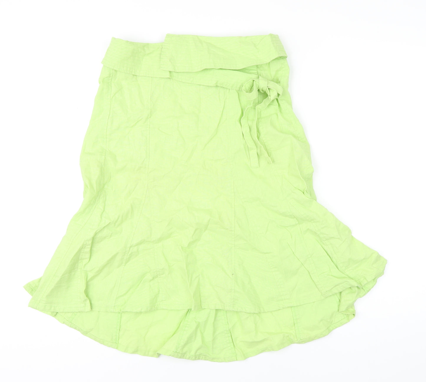 Lime Womens Green Linen A-Line Skirt Size 10 Zip