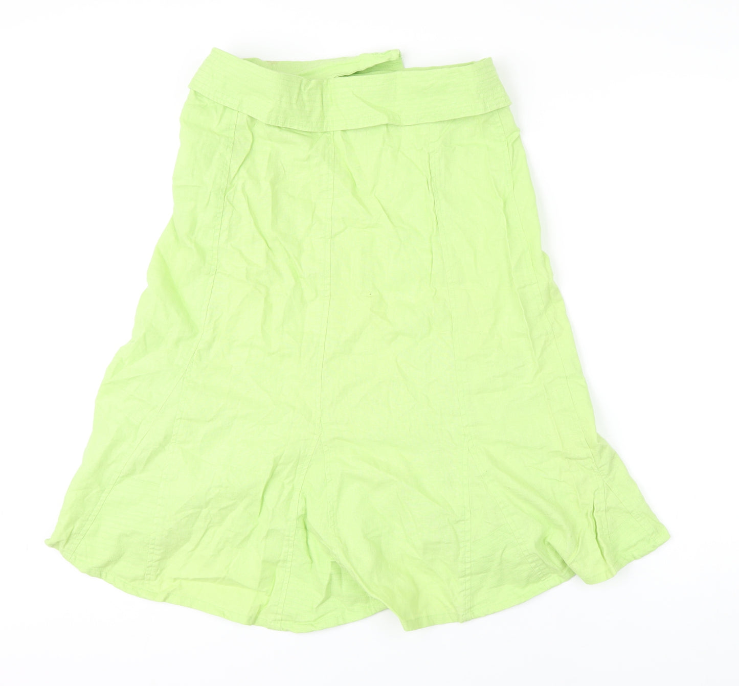 Lime Womens Green Linen A-Line Skirt Size 10 Zip