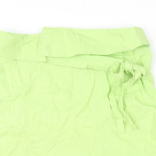 Lime Womens Green Linen A-Line Skirt Size 10 Zip