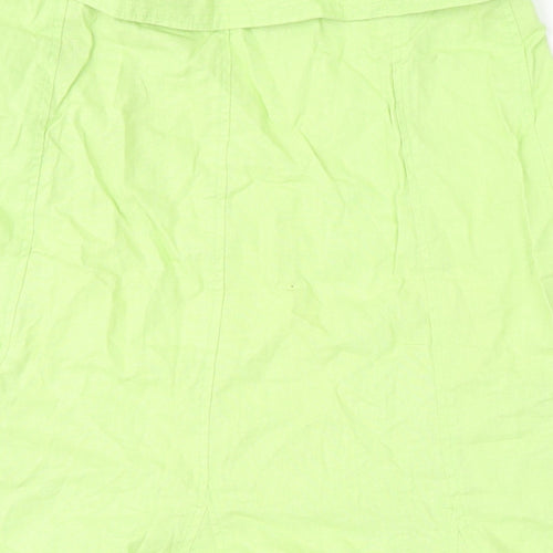 Lime Womens Green Linen A-Line Skirt Size 10 Zip