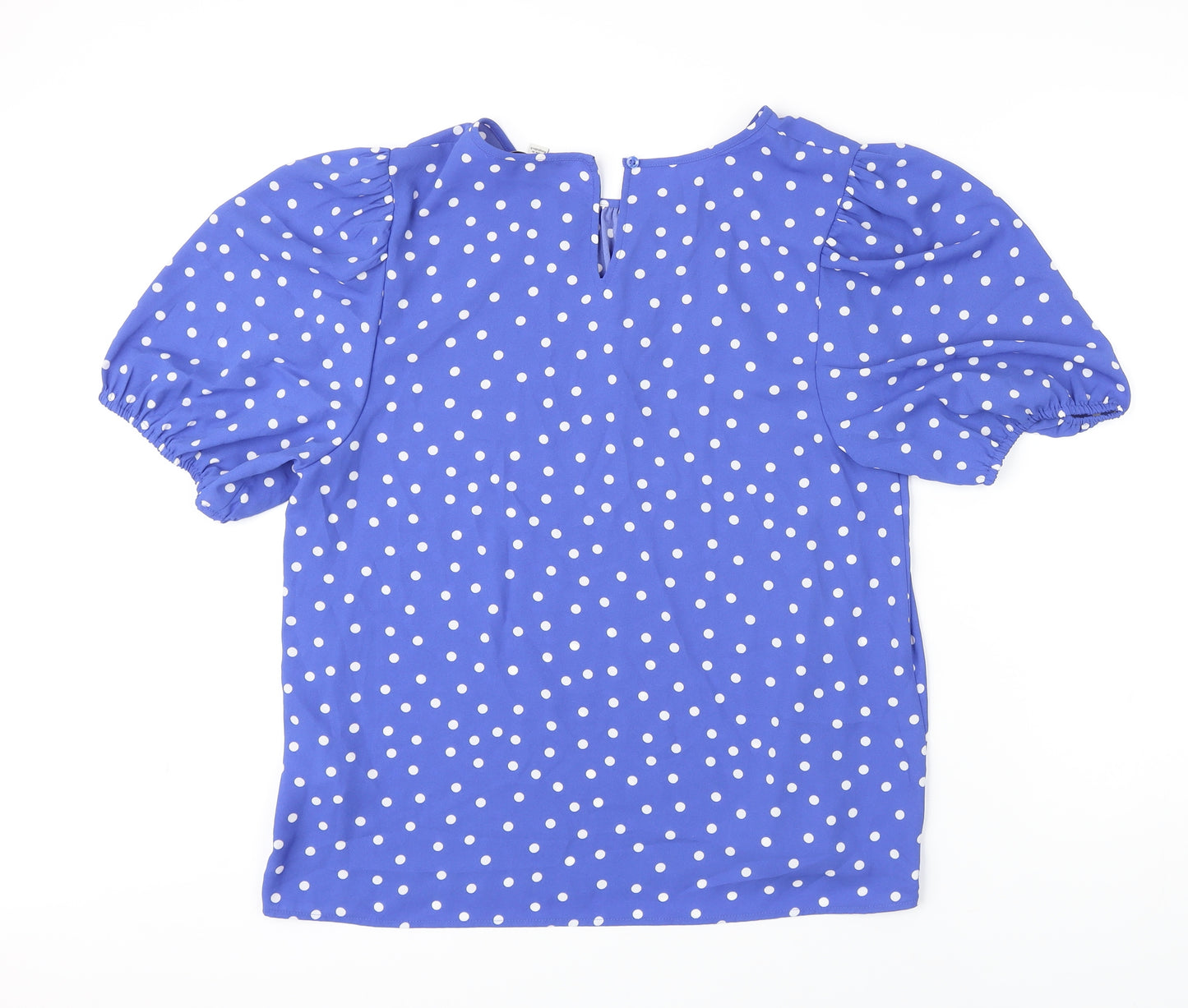 M&S Womens Blue Polka Dot Polyester Tunic Blouse Size 18 Scoop Neck