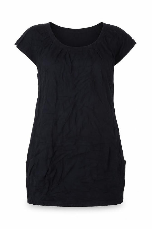 Front view of Gap women’s black cotton shift, size XL, scoop neck