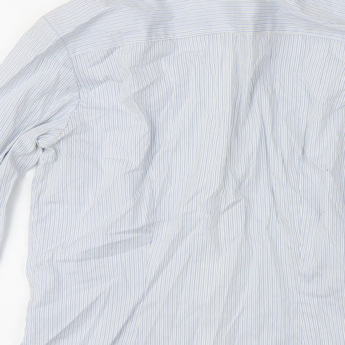 H&M Womens Blue Striped Polyamide Basic Blouse Size 8 Collared