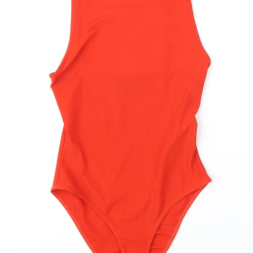 Topshop Womens Red Polyester Bodysuit One-Piece Size 8 Snap