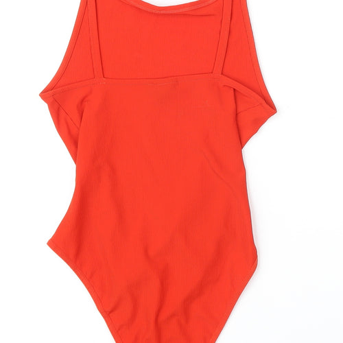 Topshop Womens Red Polyester Bodysuit One-Piece Size 8 Snap