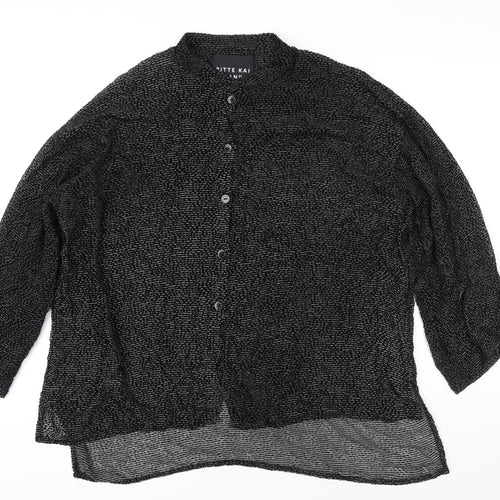 Bitte Kai Rand Womens Black Silk Basic Blouse Size L Collared