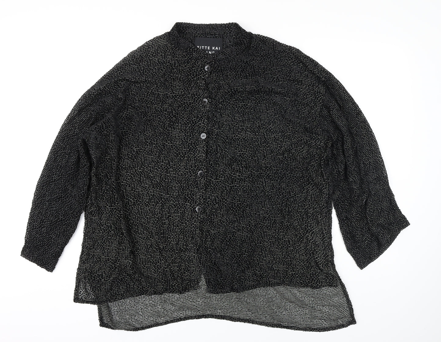 Bitte Kai Rand Womens Black Silk Basic Blouse Size L Collared