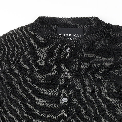 Bitte Kai Rand Womens Black Silk Basic Blouse Size L Collared