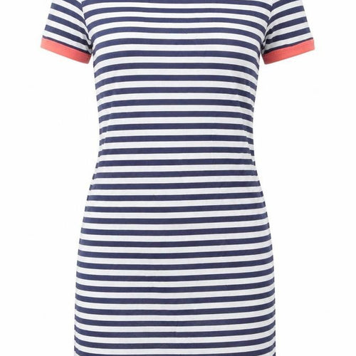 Brave Soul Womens Blue Striped 100% Cotton T-Shirt Dress Size S Boat Neck