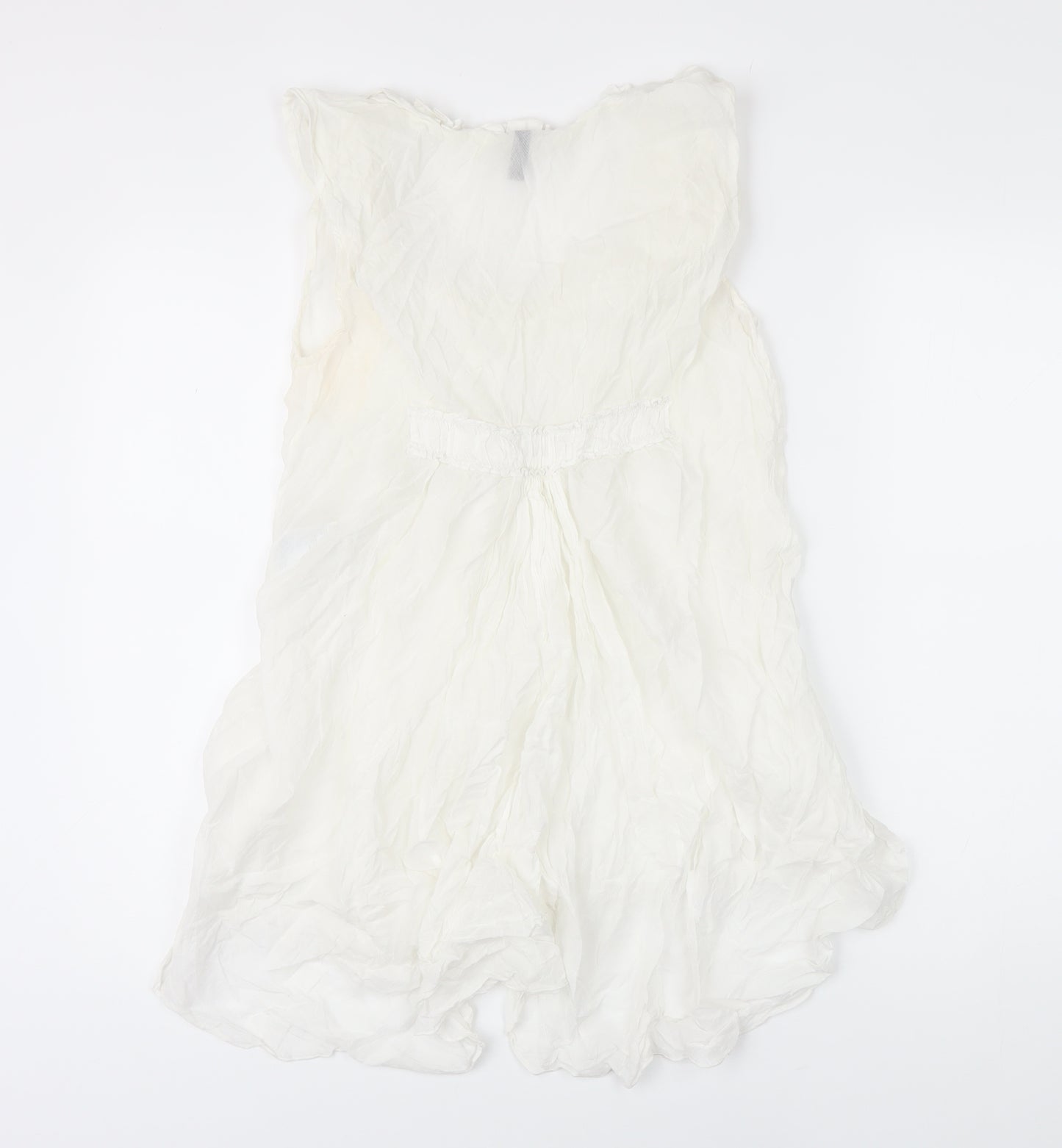 HIGH Womens White Cotton Tunic Blouse Size 14 Scoop Neck