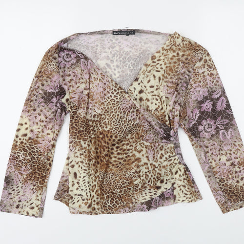Reflections Womens Multicoloured Animal Print Polyester Tunic Blouse Size M V-Neck