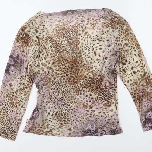 Reflections Womens Multicoloured Animal Print Polyester Tunic Blouse Size M V-Neck