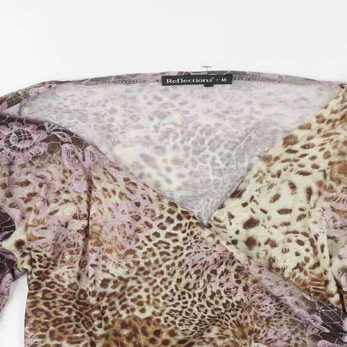 Reflections Womens Multicoloured Animal Print Polyester Tunic Blouse Size M V-Neck