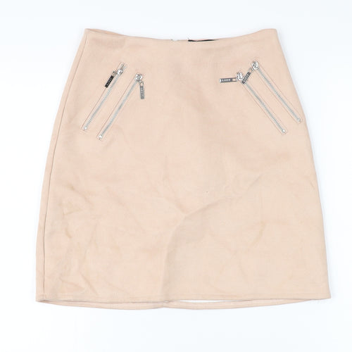 Lipsy Womens Pink Polyester Mini Skirt Size 5XL Zip - Suede effect