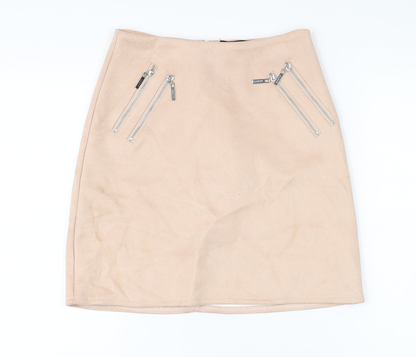 Lipsy Womens Pink Polyester Mini Skirt Size 5XL Zip - Suede effect