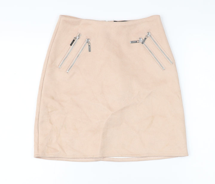 Lipsy Womens Pink Polyester Mini Skirt Size 5XL Zip - Suede effect