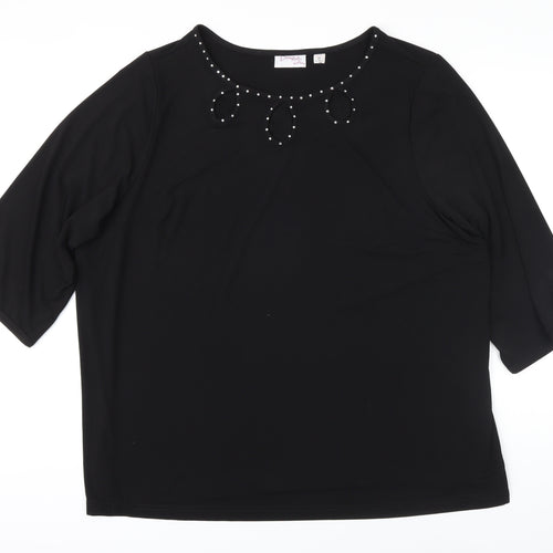 Dreamknit Womens Black Polyester Tunic Blouse Size 2XL Boat Neck
