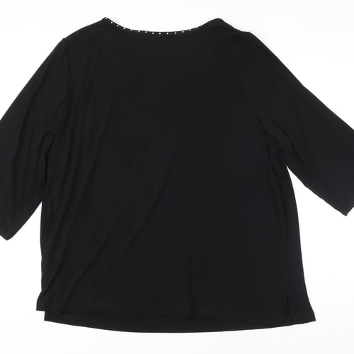 Dreamknit Womens Black Polyester Tunic Blouse Size 2XL Boat Neck