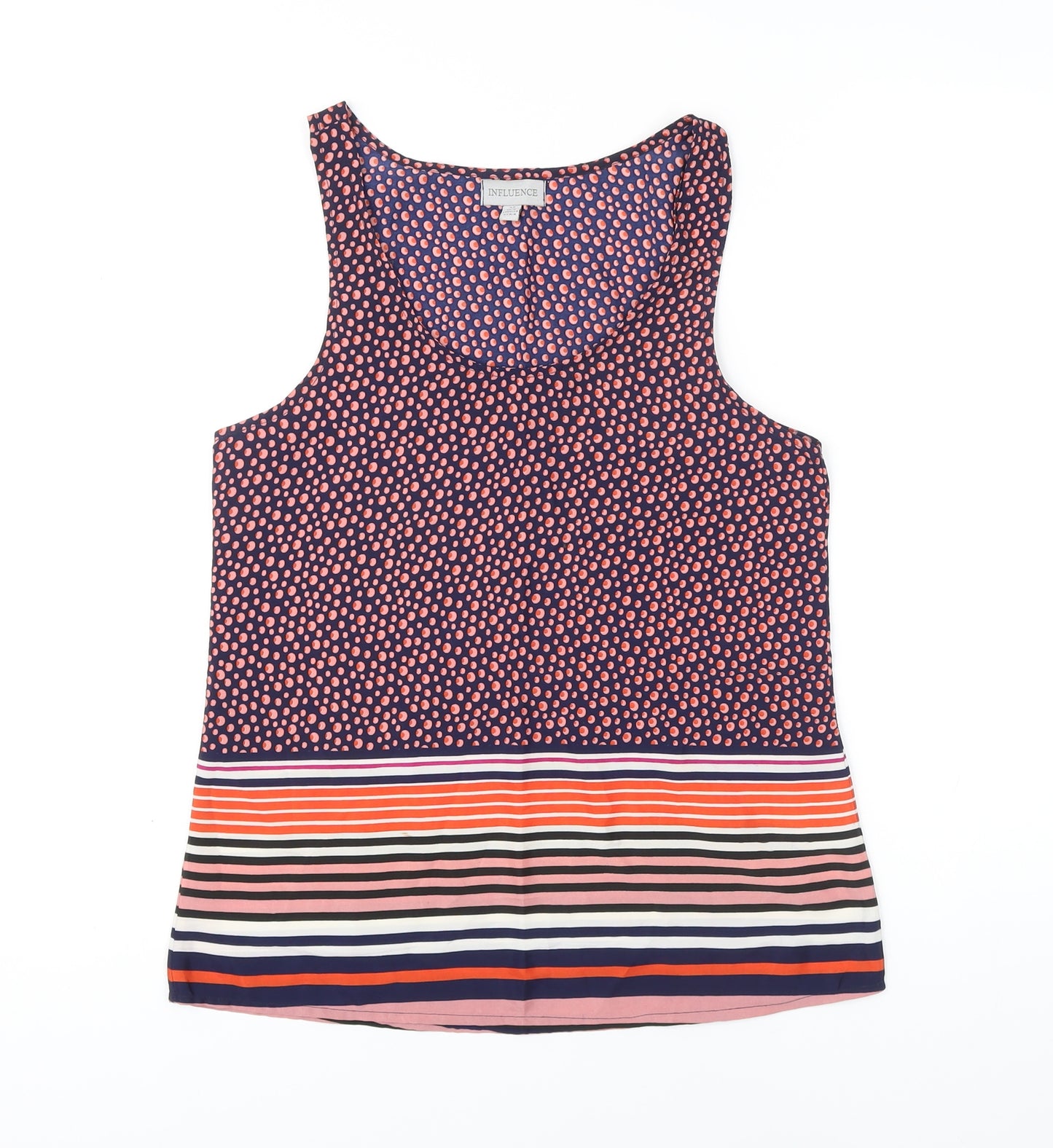 INFLUENCE Womens Multicoloured Striped Polyester Camisole Blouse Size XS Scoop Neck