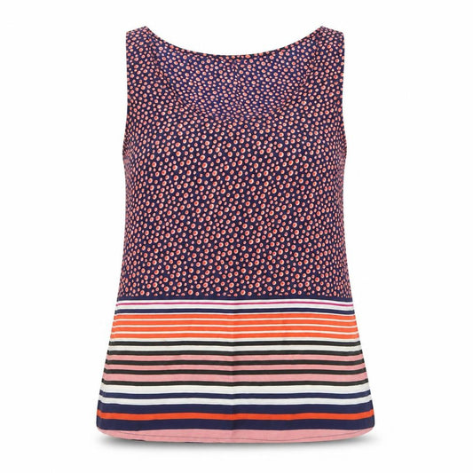 Front view of INFLUENCE women’s multicoloured striped polyester camisole blouse, size XS, scoop neck