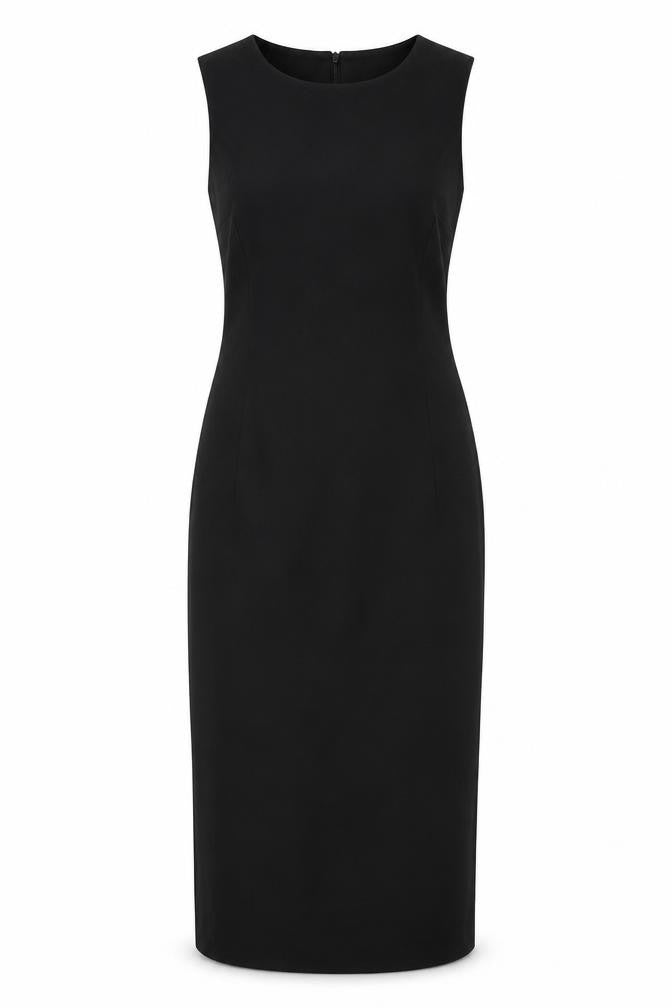 Front view of Next women’s black polyester maxi, size UK 14, boat neck zip