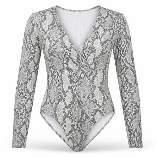 H&M Womens Grey Animal Print Polyester Bodysuit One-Piece Size L Snap