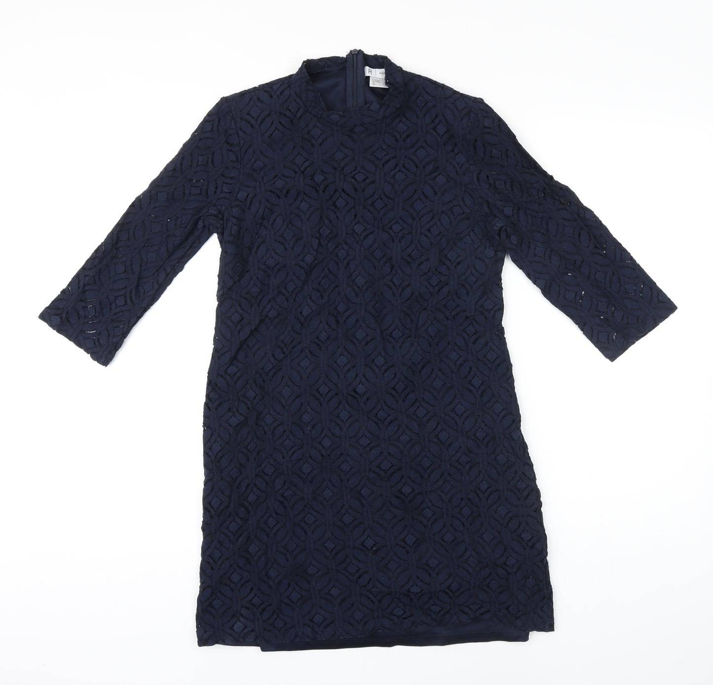 La Redoute Womens Blue Cotton Shift Size 5XL Mock Neck Zip