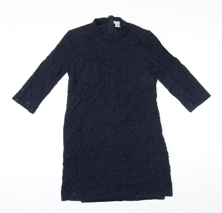 La Redoute Womens Blue Cotton Shift Size 5XL Mock Neck Zip