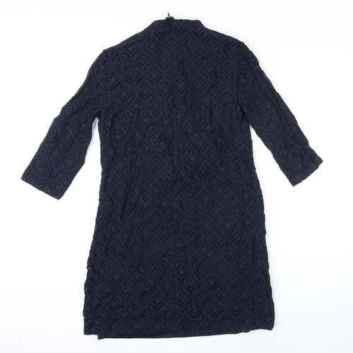 La Redoute Womens Blue Cotton Shift Size 5XL Mock Neck Zip