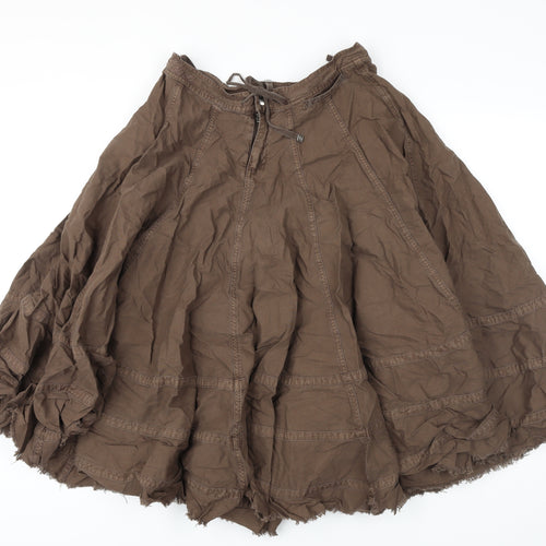 HOOCH Womens Brown Cotton A-Line Skirt Size 10 Zip - Raw Hem Detail